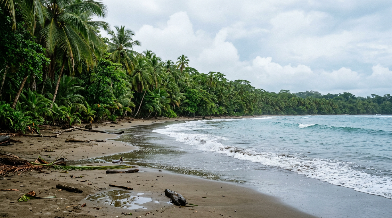 Caribe Sur de Costa Rica en octubre con playa tropical y mar tranquilo