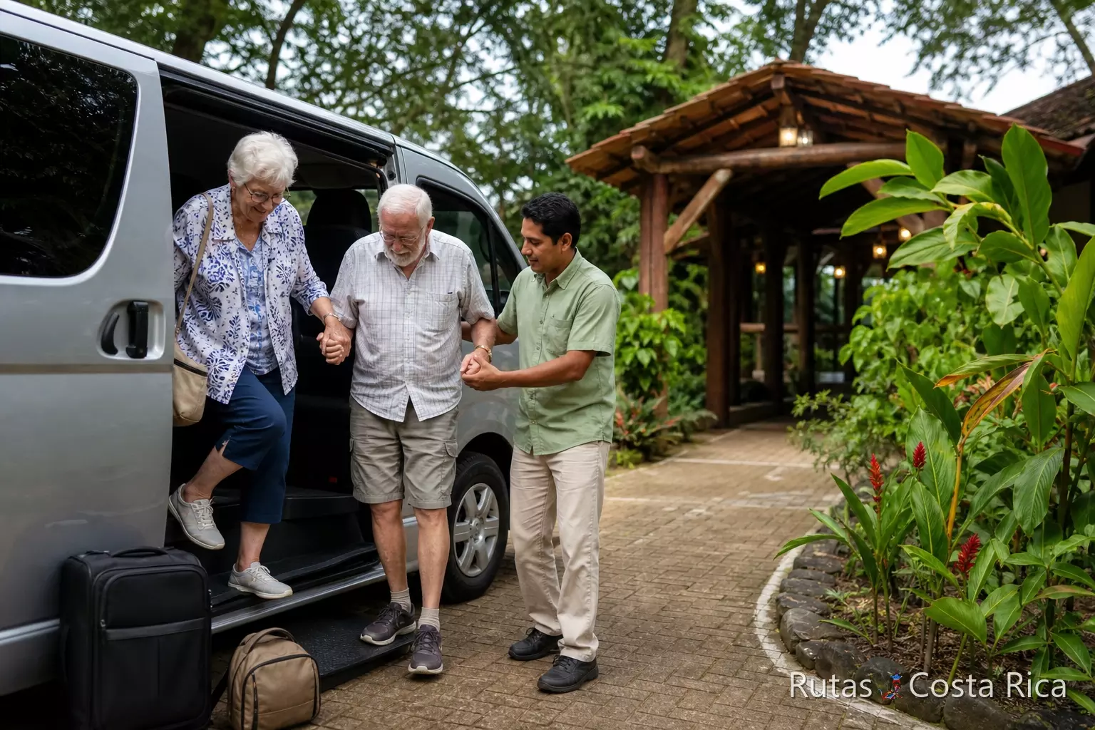 Traslado privado cómodo para personas mayores en un viaje por Costa Rica