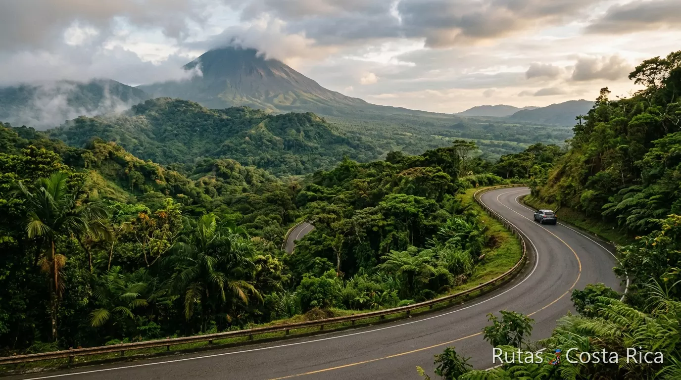 Paisaje de montaña en Costa Rica que evoca una ruta equilibrada y bien medida